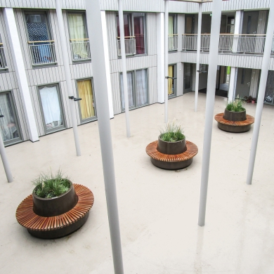 Lean Green Circular Benches